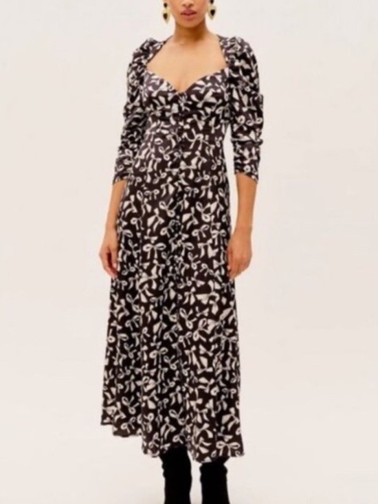 For Love And Lemons Dresses & Skirts - For love and lemons bow print midi dress long sleeve button front dress small